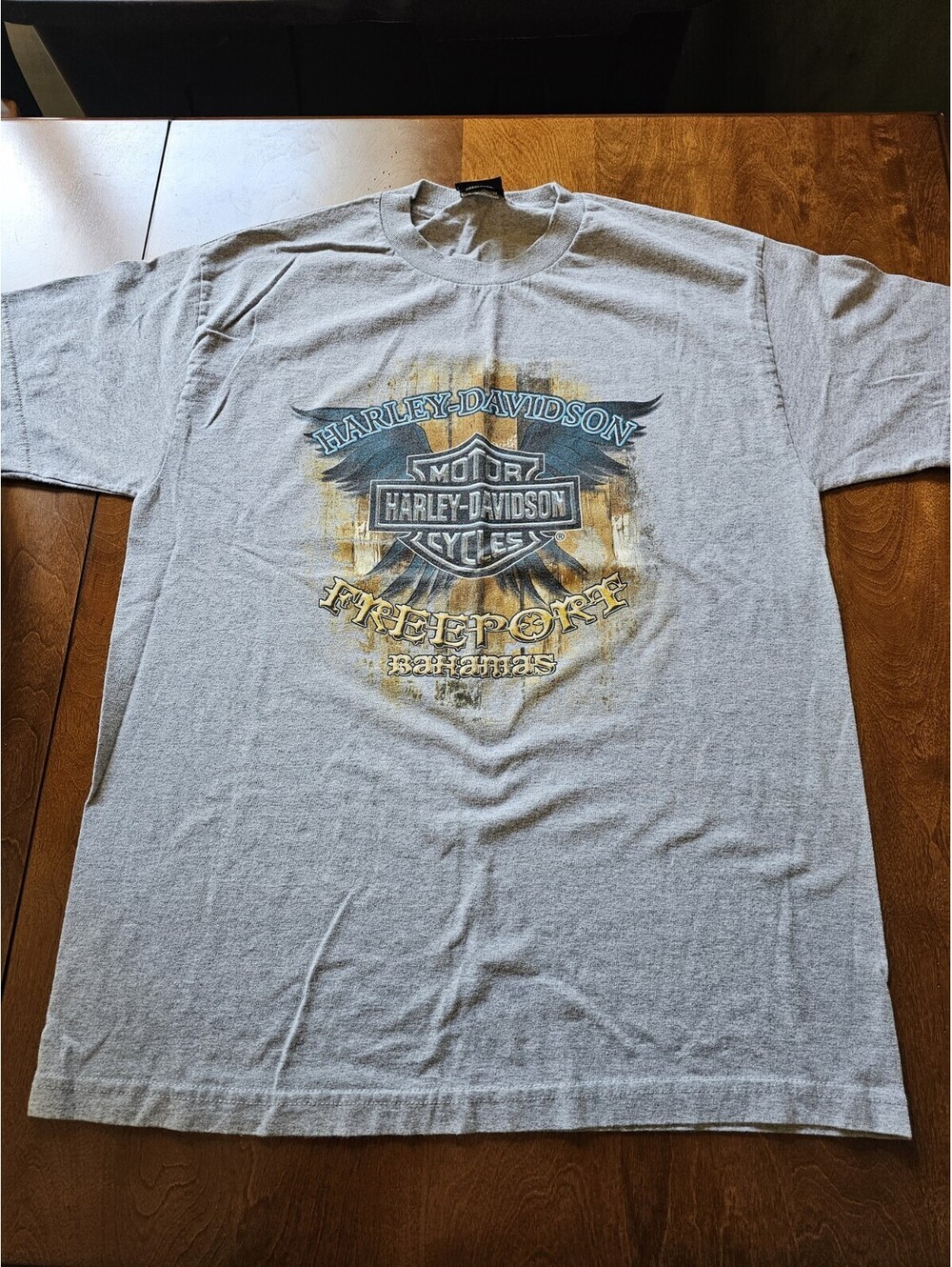 Harley Davidson T Shirt Unisex Medium Gray Cotton Bahamas Freeport Short Sleeve